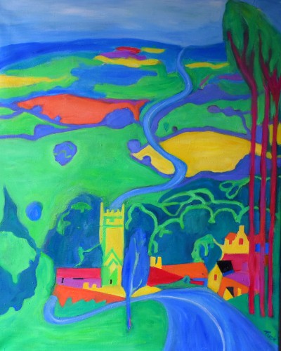 Colorful, original, landscape, painting, Devon,expressionism